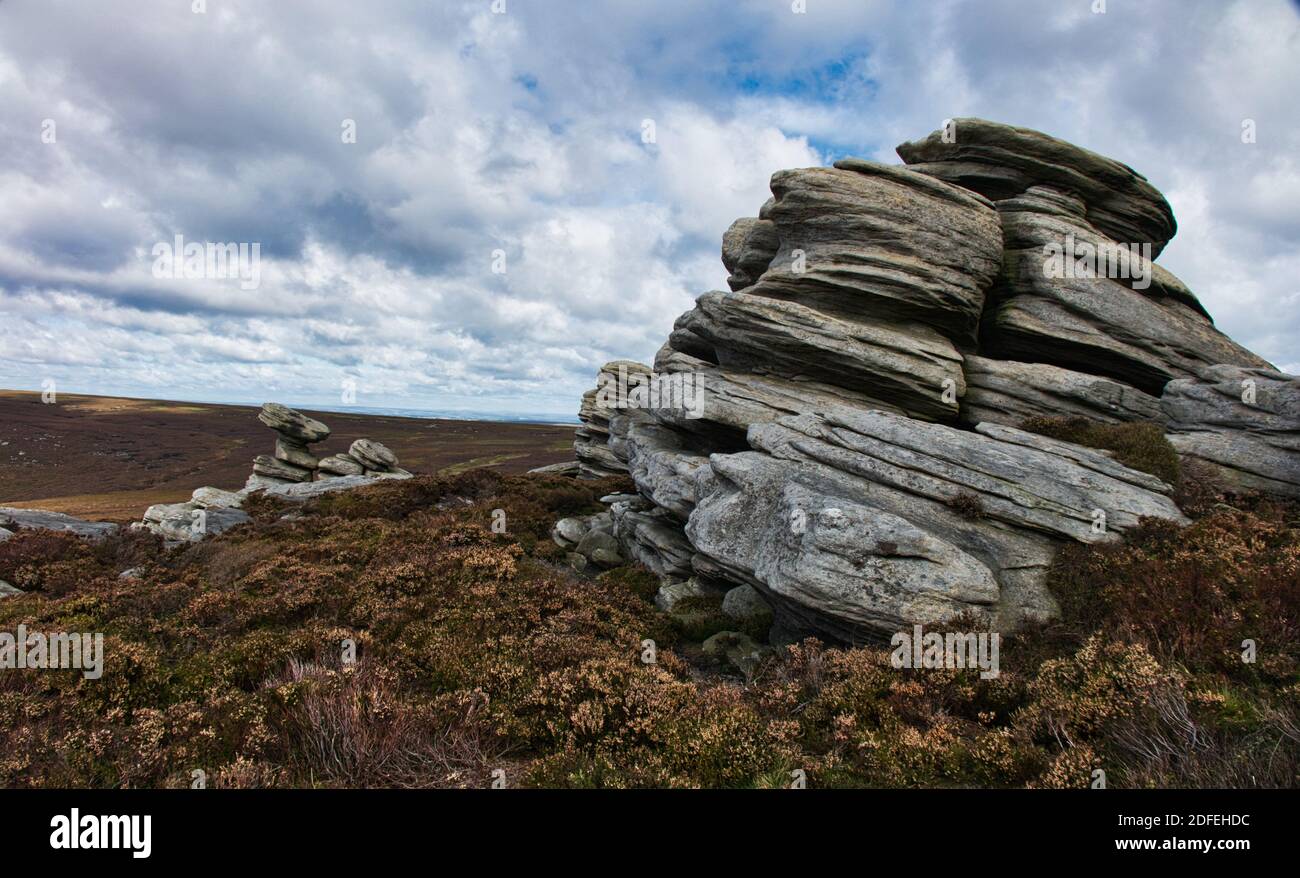 The Crow Stones, Bleaklow. North Derbyshire. South Yorkshire. Moorlands. Stock Photo