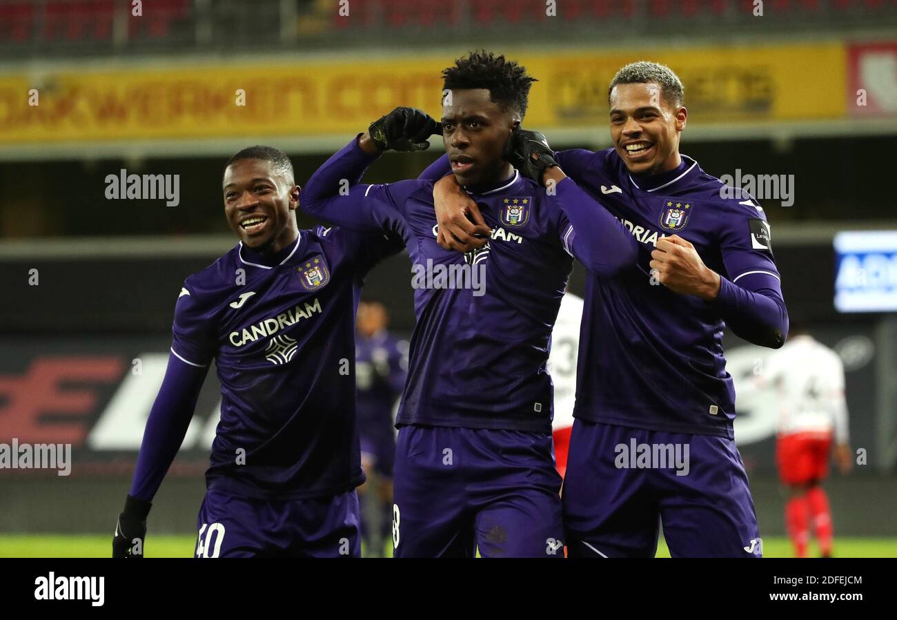 ANDERLECHT, BELGIUM - APRIL 11: 2-1 RSC Anderlecht, goal by Albert Sambi  Lokonga of RSC Anderlecht during the Jupiler Pro League match between RSC  And Stock Photo - Alamy