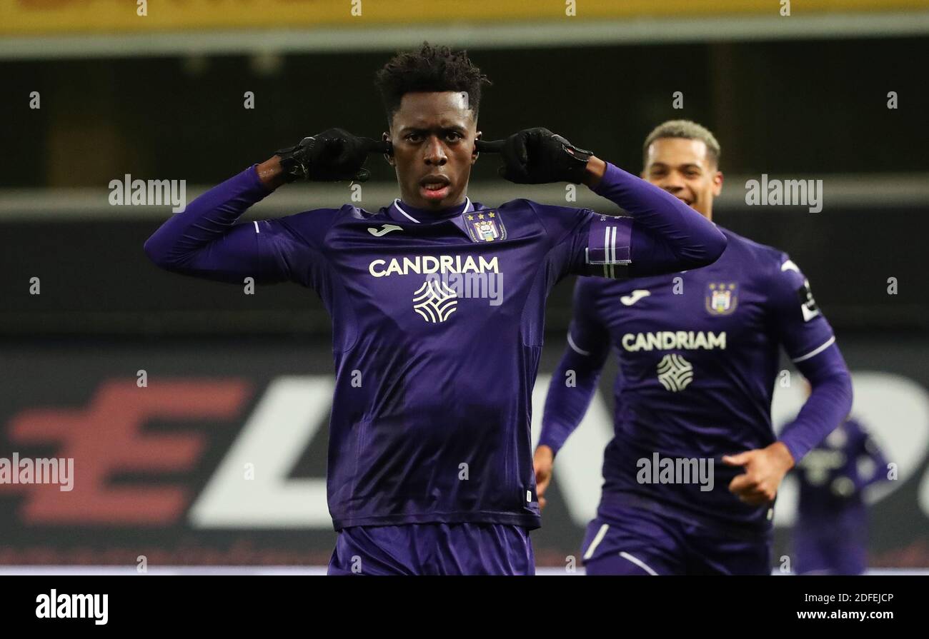 ANDERLECHT, BELGIUM - APRIL 11: 2-1 RSC Anderlecht, goal by Albert Sambi  Lokonga of RSC Anderlecht during the Jupiler Pro League match between RSC  And Stock Photo - Alamy