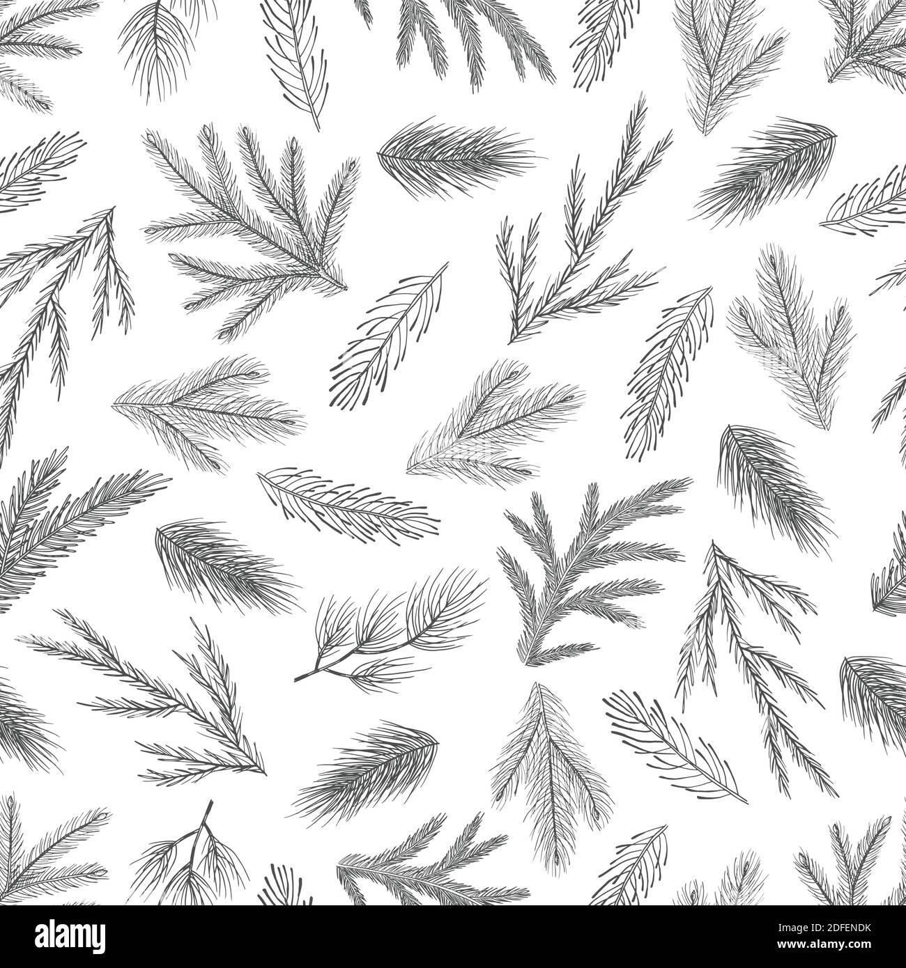 Xmas Seamless pattern with Christmas Tree Decorations, Pine Branches ...