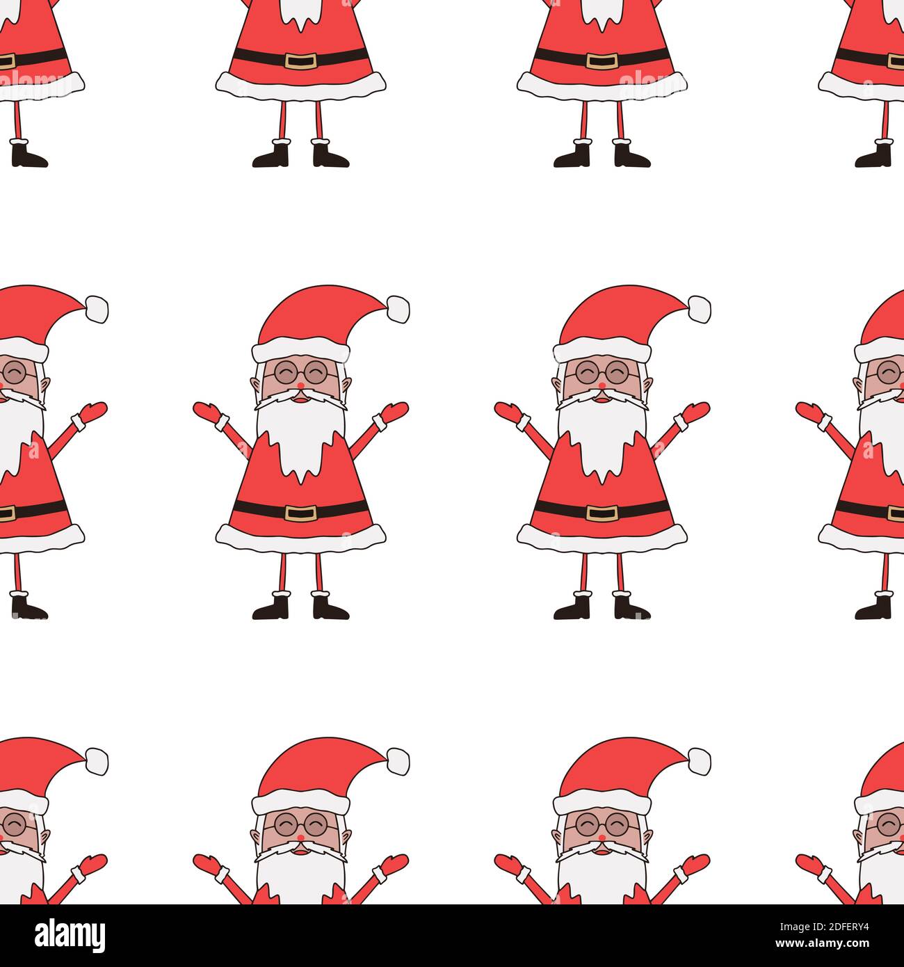 Christmas seamless pattern made from Santa Claus character on a white background. Stock Vector