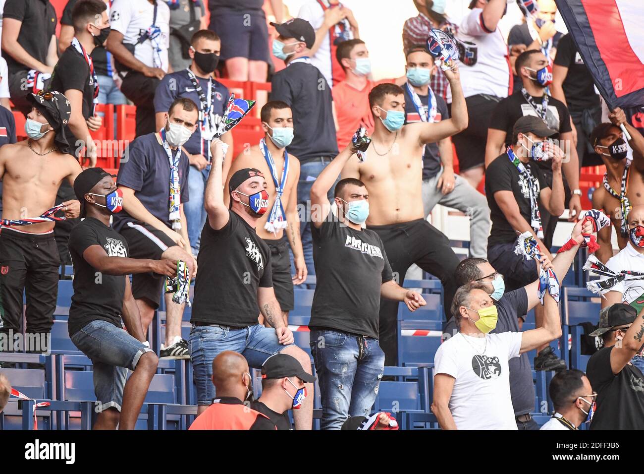 PSG’s fans in the stands watch Paris SaintGermain v Celtic friendly match at the Parc des
