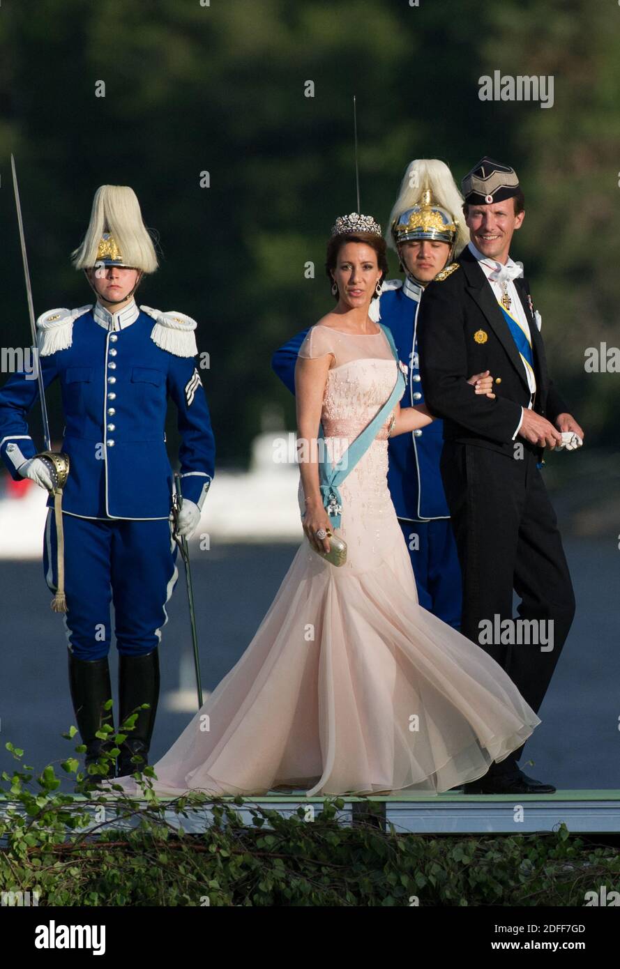 File photo - Prince Joachim and Princess Marie of Danemark travel by boat to Drottningholm Palace for dinner after the wedding ceremony of Princess Madeleine of Sweden and Christopher O'Neill hosted by King Carl Gustaf XIV and Queen Silvia at The Royal Palace on June 8, 2013 in Stockholm, Sweden. Prince Joachim of Denmark is in stable condition after undergoing brain surgery on Friday evening. The 51-year-old royal was admitted to Toulouse University Hospital in France, where he was immediately taken into surgery for a blood clot in his brain, the Royal House announced in a statement. Photo by Stock Photo