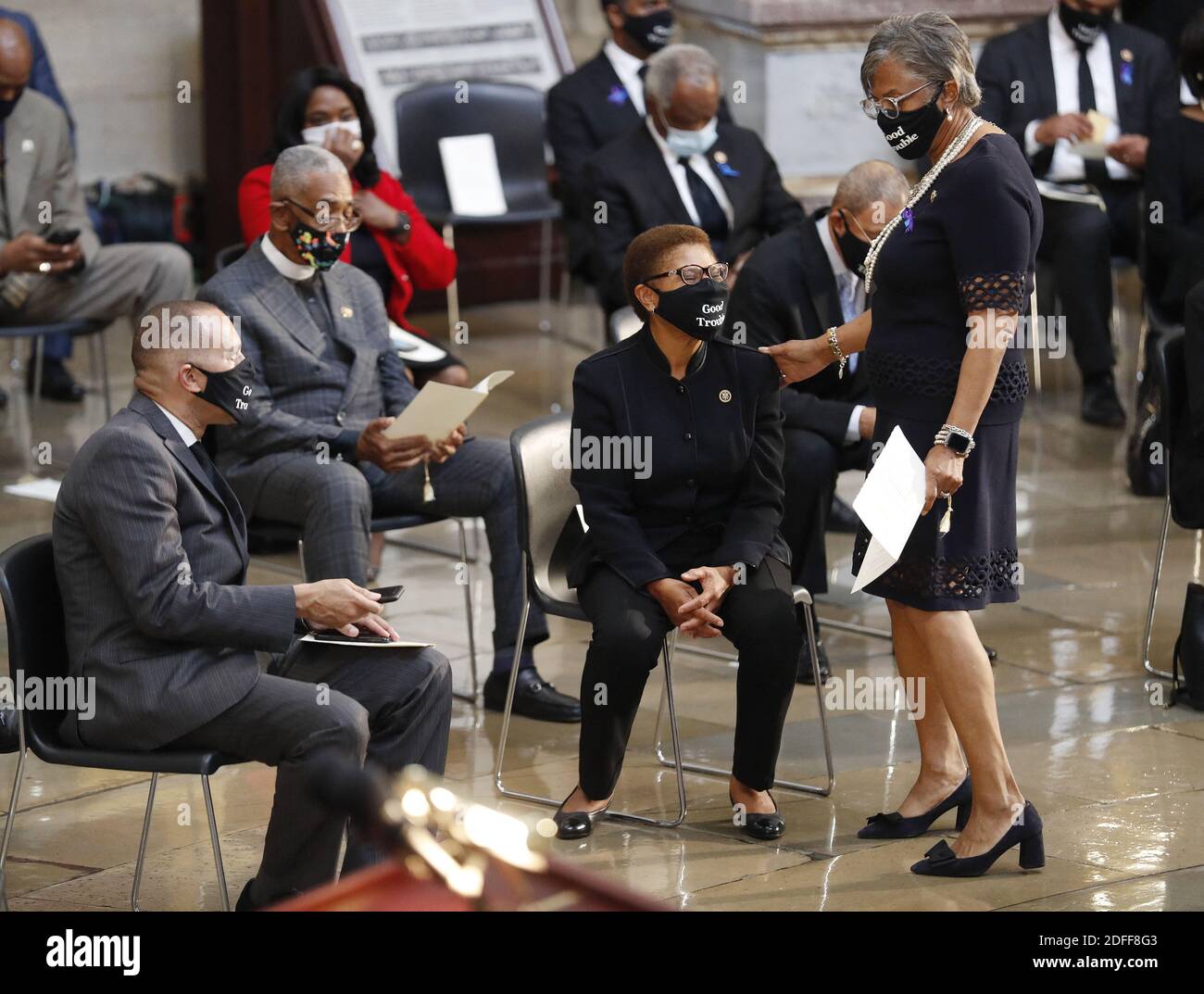 Chair Of The Congressional Black Caucus Karen Bass (seated, C) Prior To ...