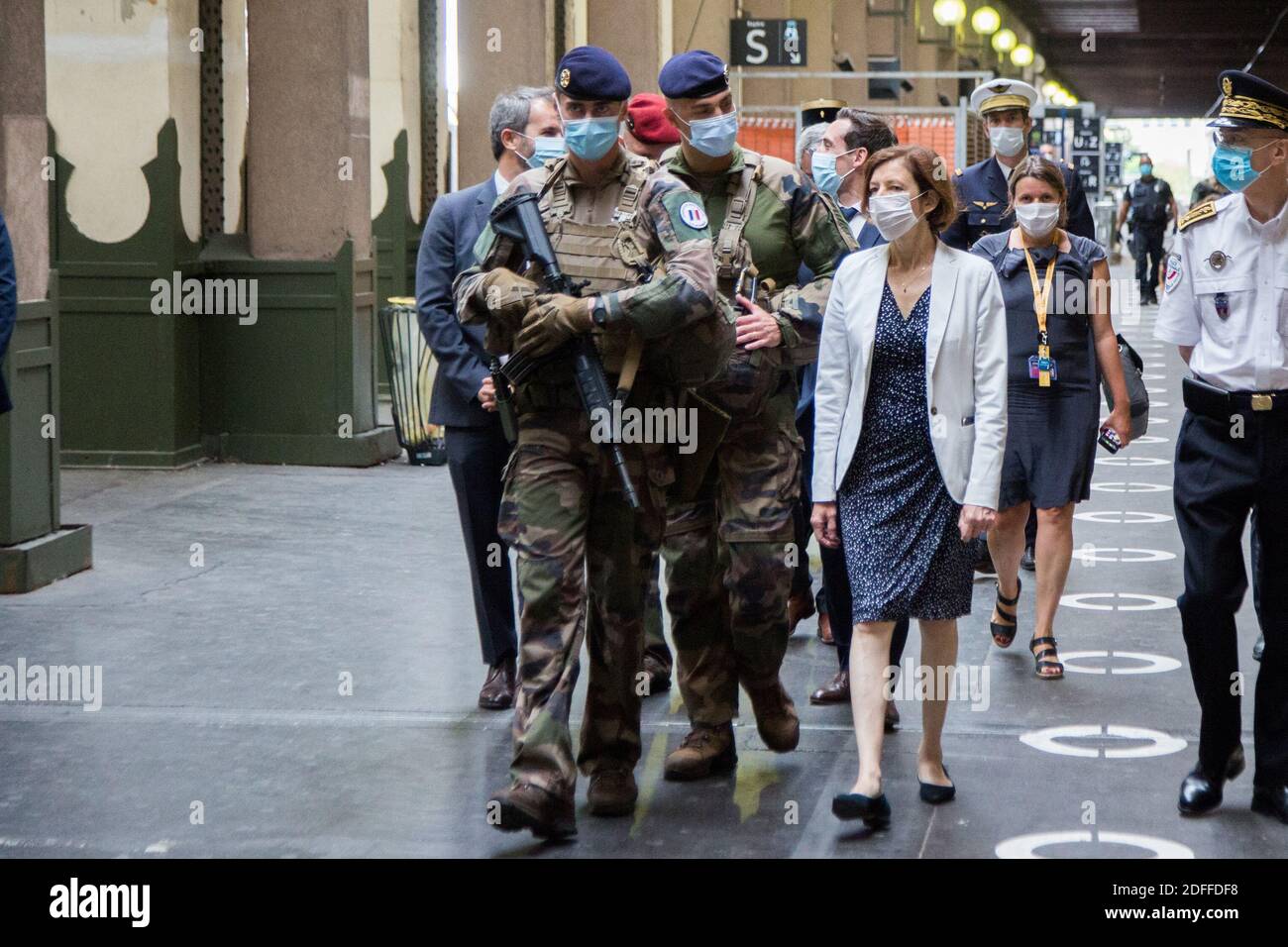 Florence Parly, Minister of the Armed Forces go to the Gare de Lyon ...