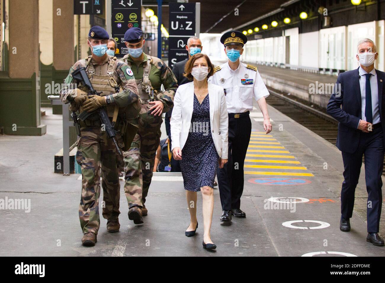Florence Parly, Minister of the Armed Forces go to the Gare de Lyon ...