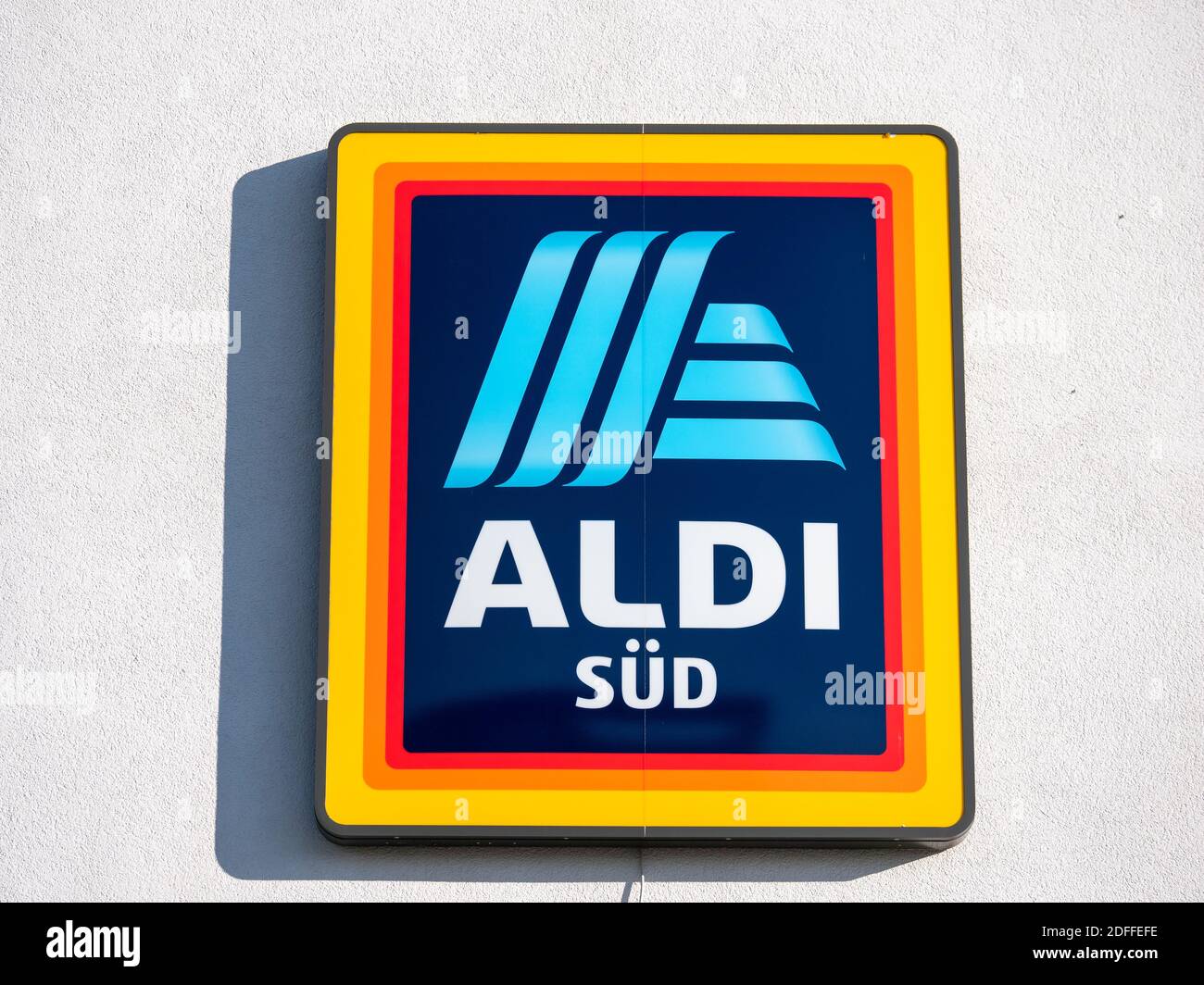 Augsburg Germany - November 13, 2020: ALDI SÜD logo sign supermarket food shop discounter in Germany. Stock Photo
