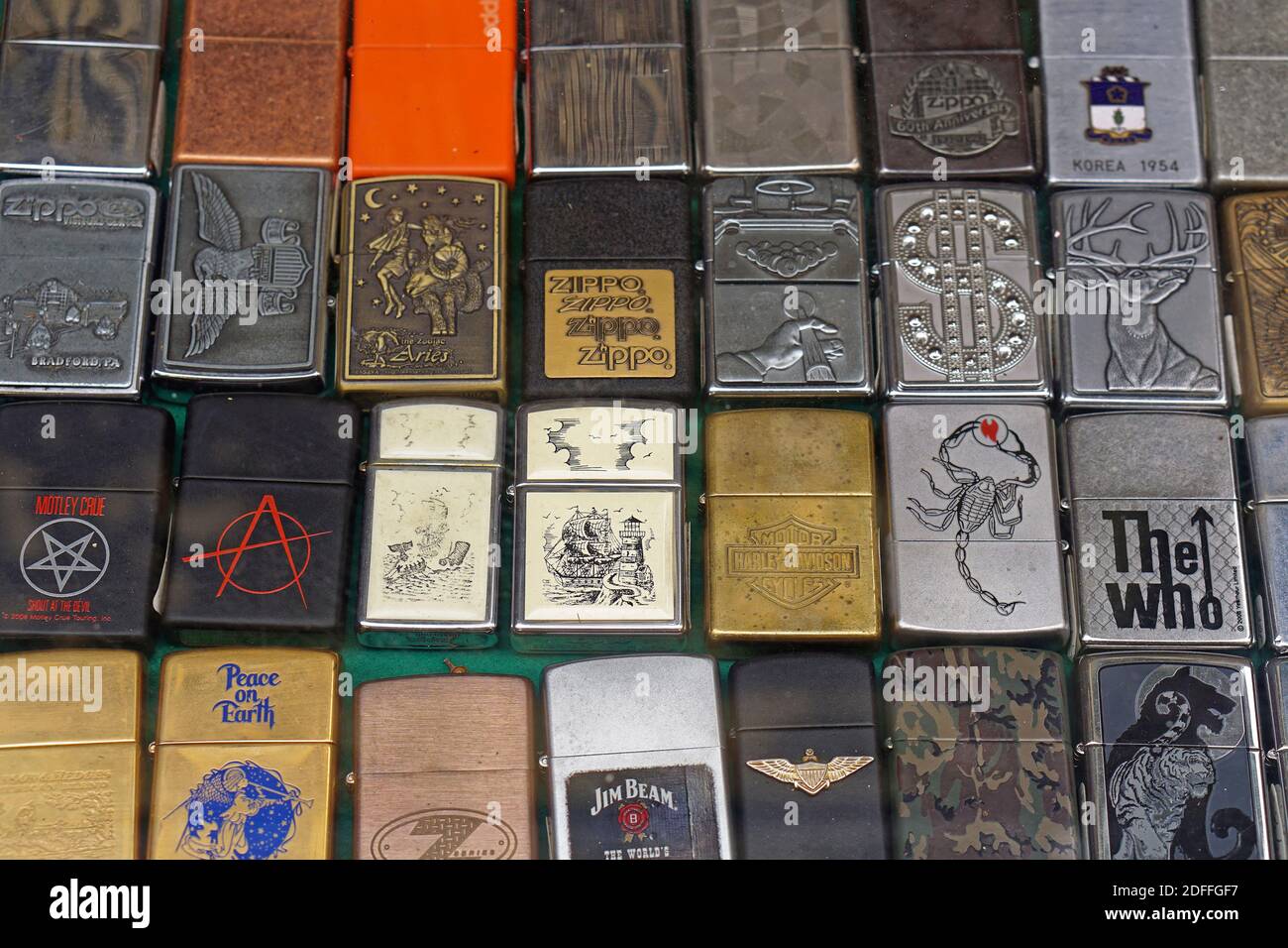 Athens, Greece - May 02, 2015: Used Zippo lighters for sale at flea market  Stock Photo - Alamy