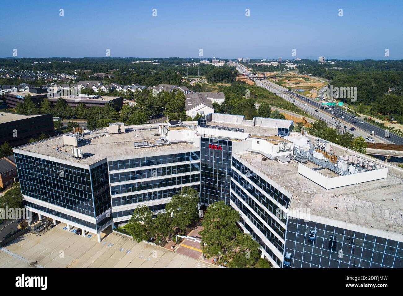 An image made with a drone shows the headquarters of the NRA (National