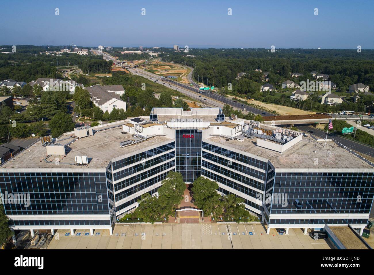 An image made with a drone shows the headquarters of the NRA (National