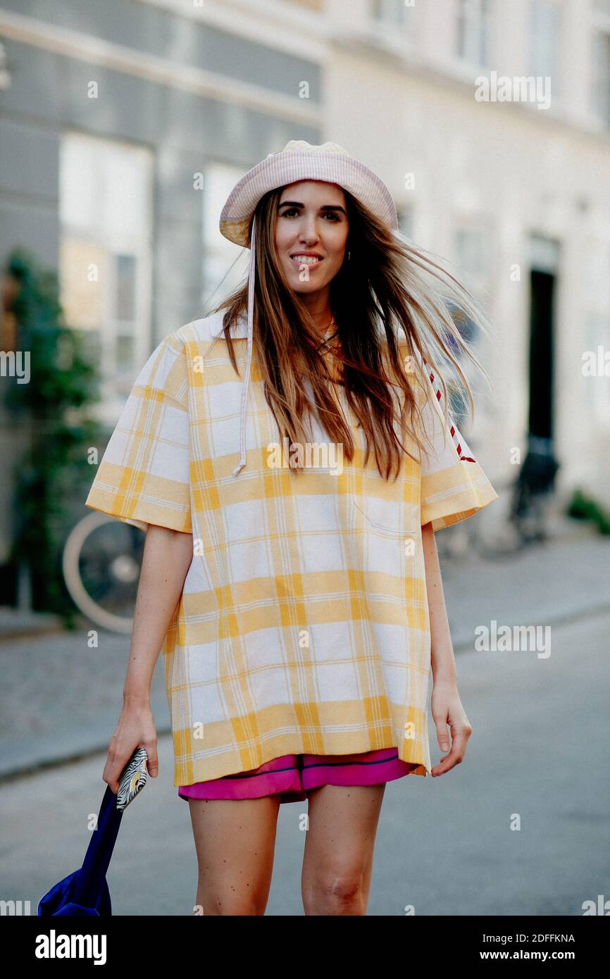 Street style, arriving at Ganni Spring Summer 2021 show, held at  Badsmandsstraede, Copenhagen, Denmark, on August 10, 2020. Photo by  Marie-Paola Bertrand-Hillion/ABACAPRESS.COM Stock Photo - Alamy