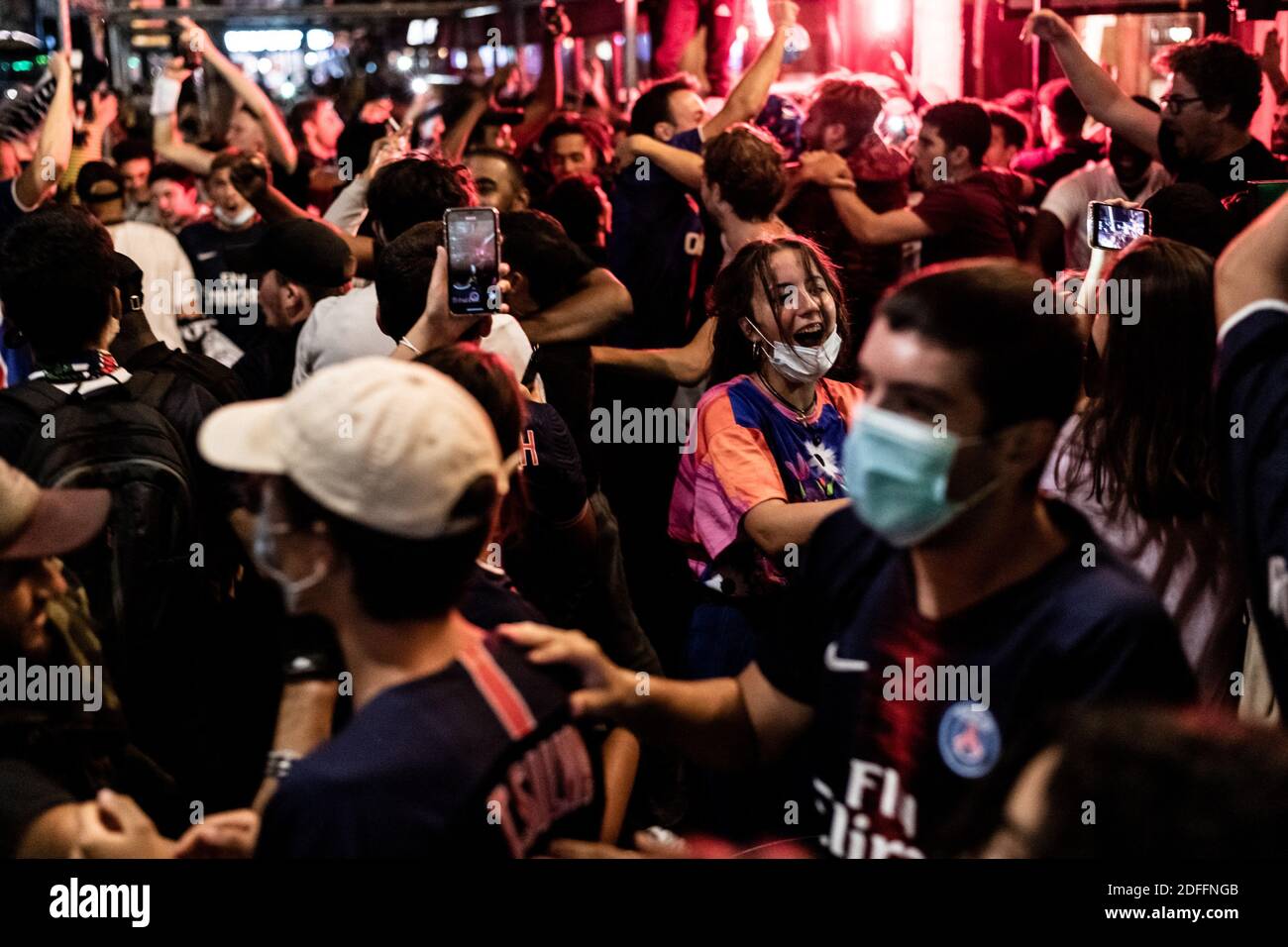 PSG fans gather outside the Parc des Princes stadium to celebrate the ...