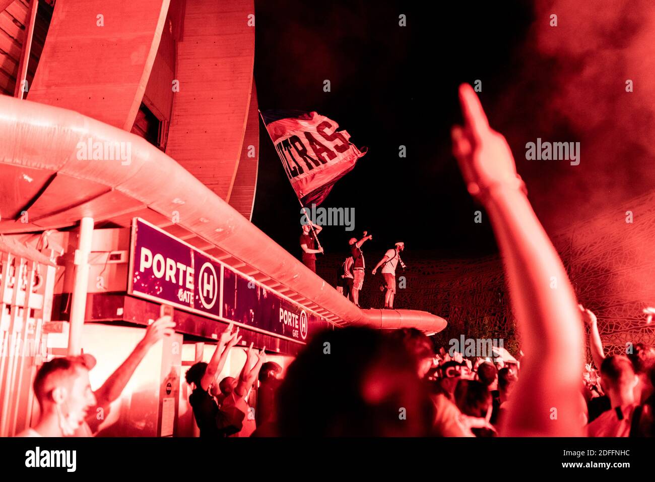PSG fans gather outside the Parc des Princes stadium to celebrate the ...