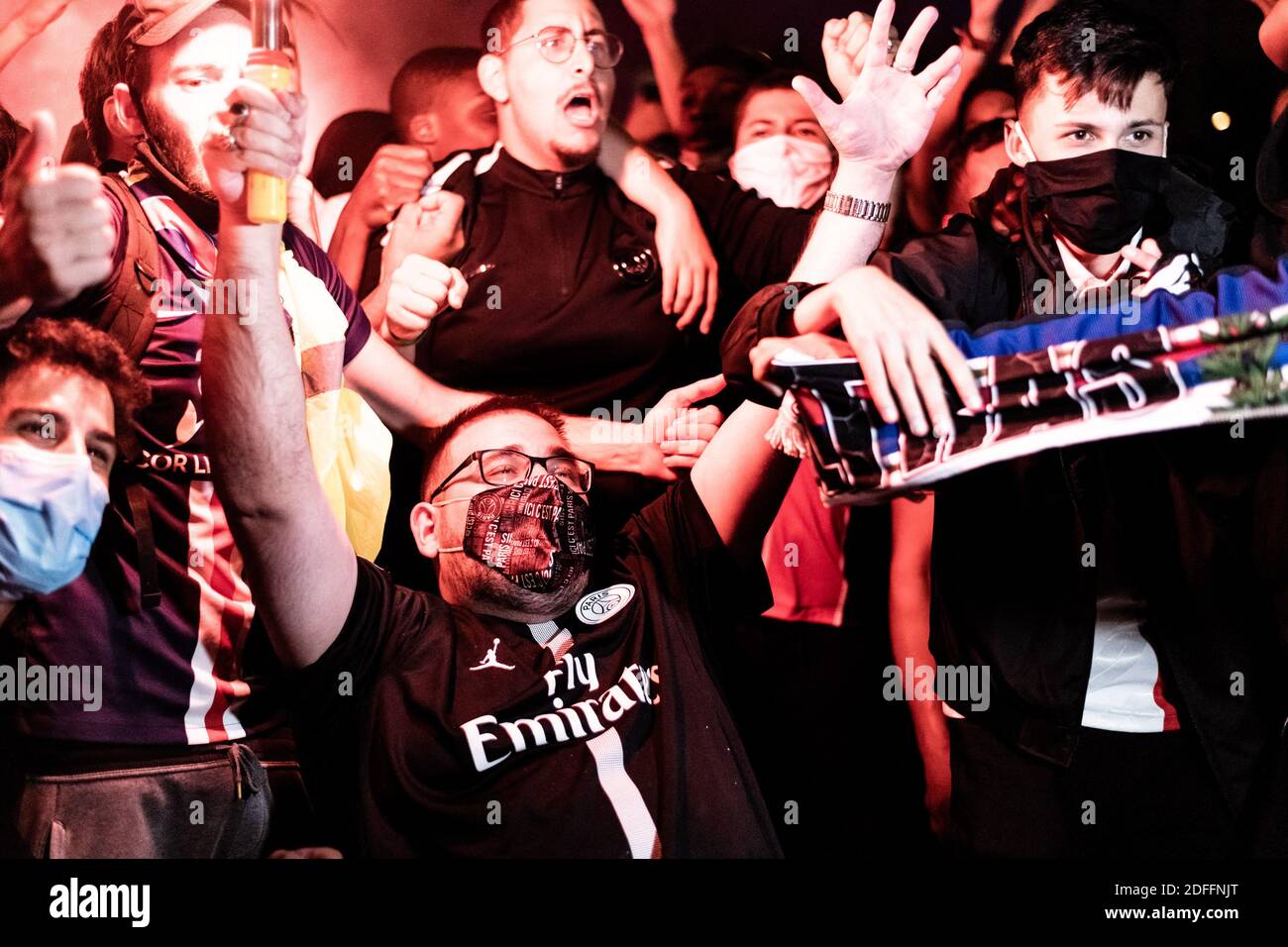PSG fans gather outside the Parc des Princes stadium to celebrate the ...