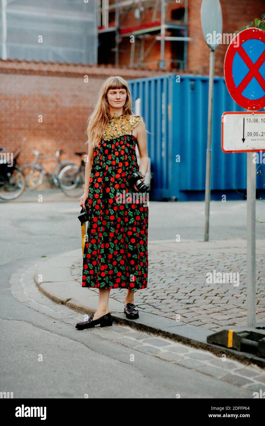 Street style, arriving at Ganni Spring Summer 2021 show, held at  Badsmandsstraede, Copenhagen, Denmark, on August 10, 2020. Photo by  Marie-Paola Bertrand-Hillion/ABACAPRESS.COM Stock Photo - Alamy