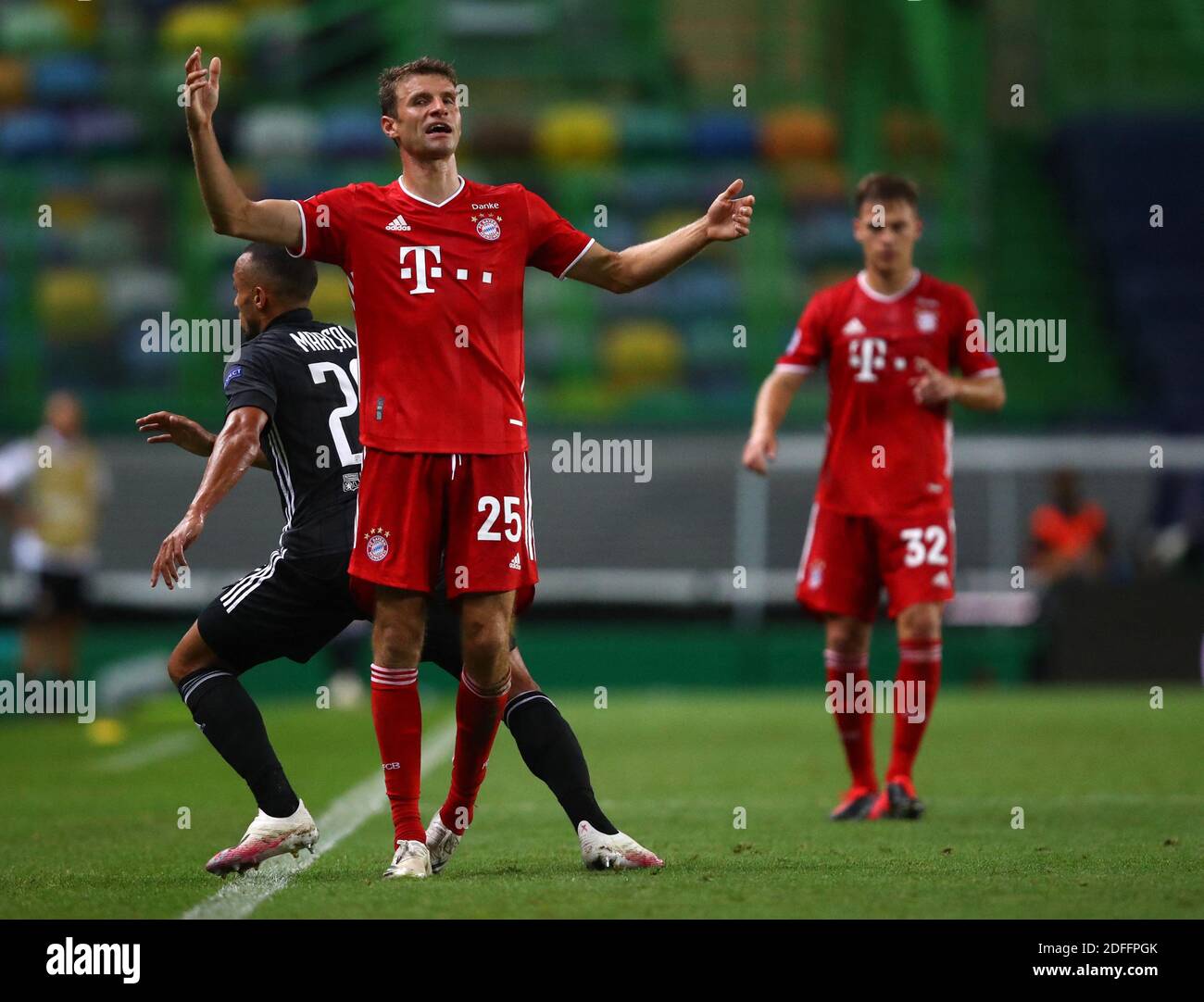 Thomas Mueller of Bayern Munich reacts during the UEFA Champions League
