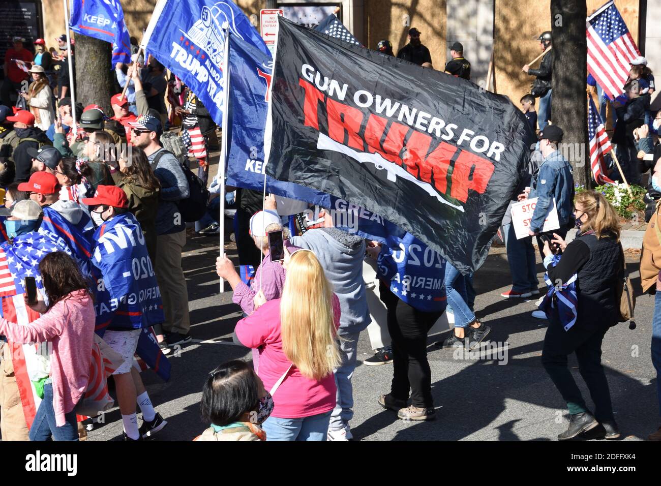 Washington DC. November 14, 2020. Million Maga March. People holding ...