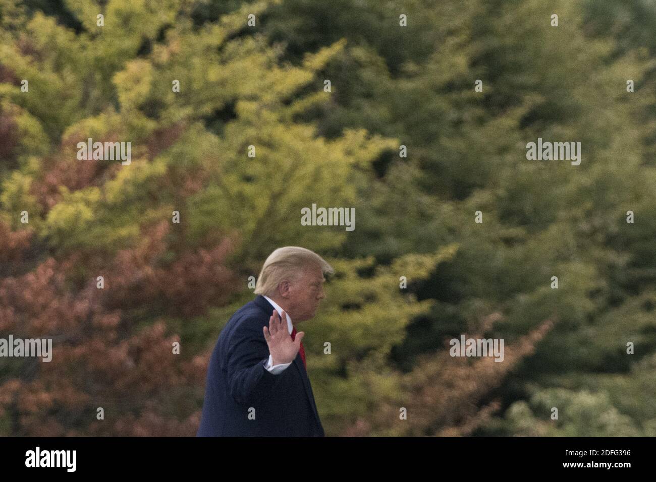 US President Donald Trump, returns to the White House, in Washington ...