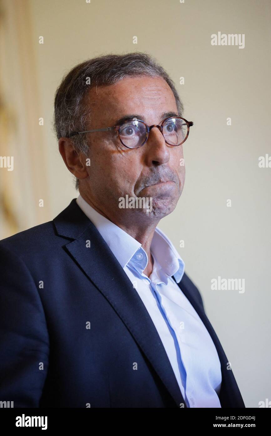 The mayor of Bordeaux, Pierre Hurmic gives a press conference at the city hall of Bordeaux. in Bordeaux, France on September 10, 2020. Photo by Thibaud Moritz/ABACAPRESS.COM Stock Photo