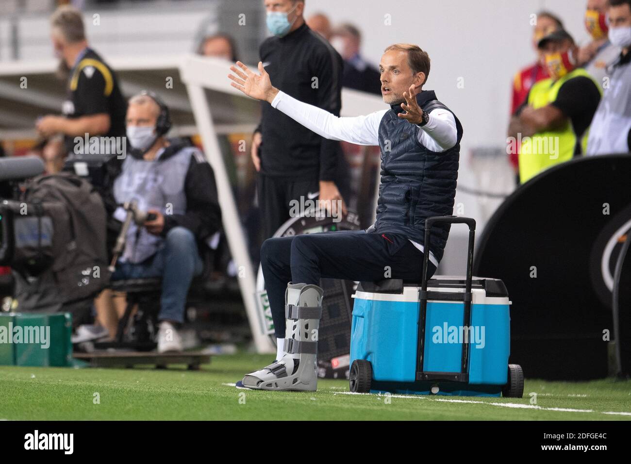 Paris St Germain Coach Thomas Tuchel Observes His Players During The paris-st-germain-coach-thomas-tuchel-observes-his-players-during-the
