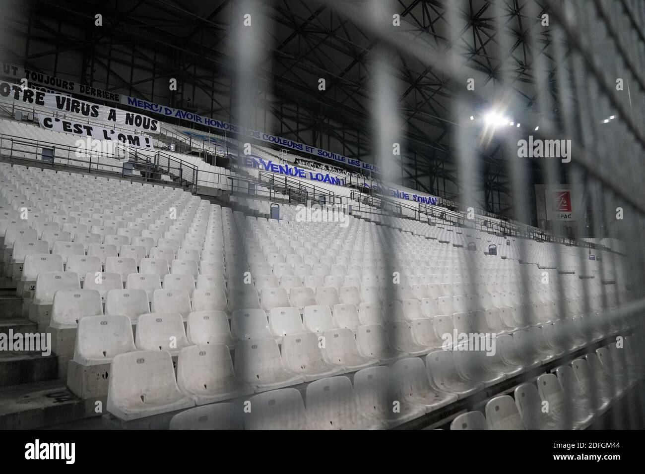 The Empty Stands Of The Velodrome Stadium During The French Ligue 1 Olympique De Marseille Om Vs As Saint Etienne Asse Football Match At The Orange Velodrome In Marseille France On Septembre 17