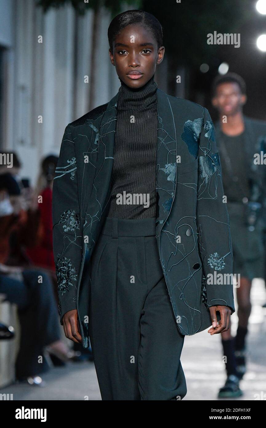 A model walks the runway at the Hugo Boss fashion show during the Milan  Women's Fashion Week on September 25, 2020 in Milan, Italy. Photo by Alain  Gil-Gonzalez/ABACAPRESS.COM Stock Photo - Alamy