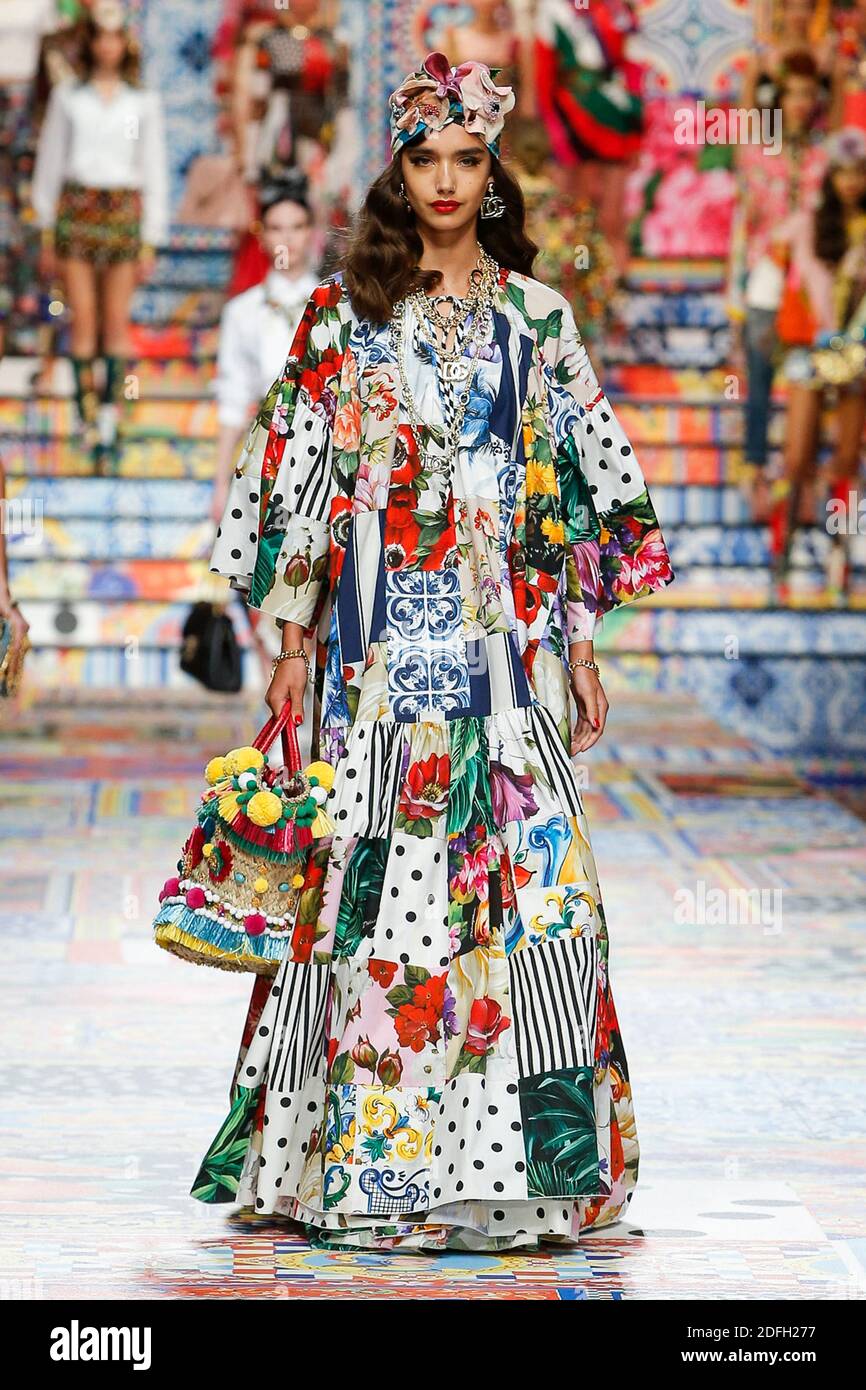 A model walks the runway at the Dolce & Gabbana Ready to Wear