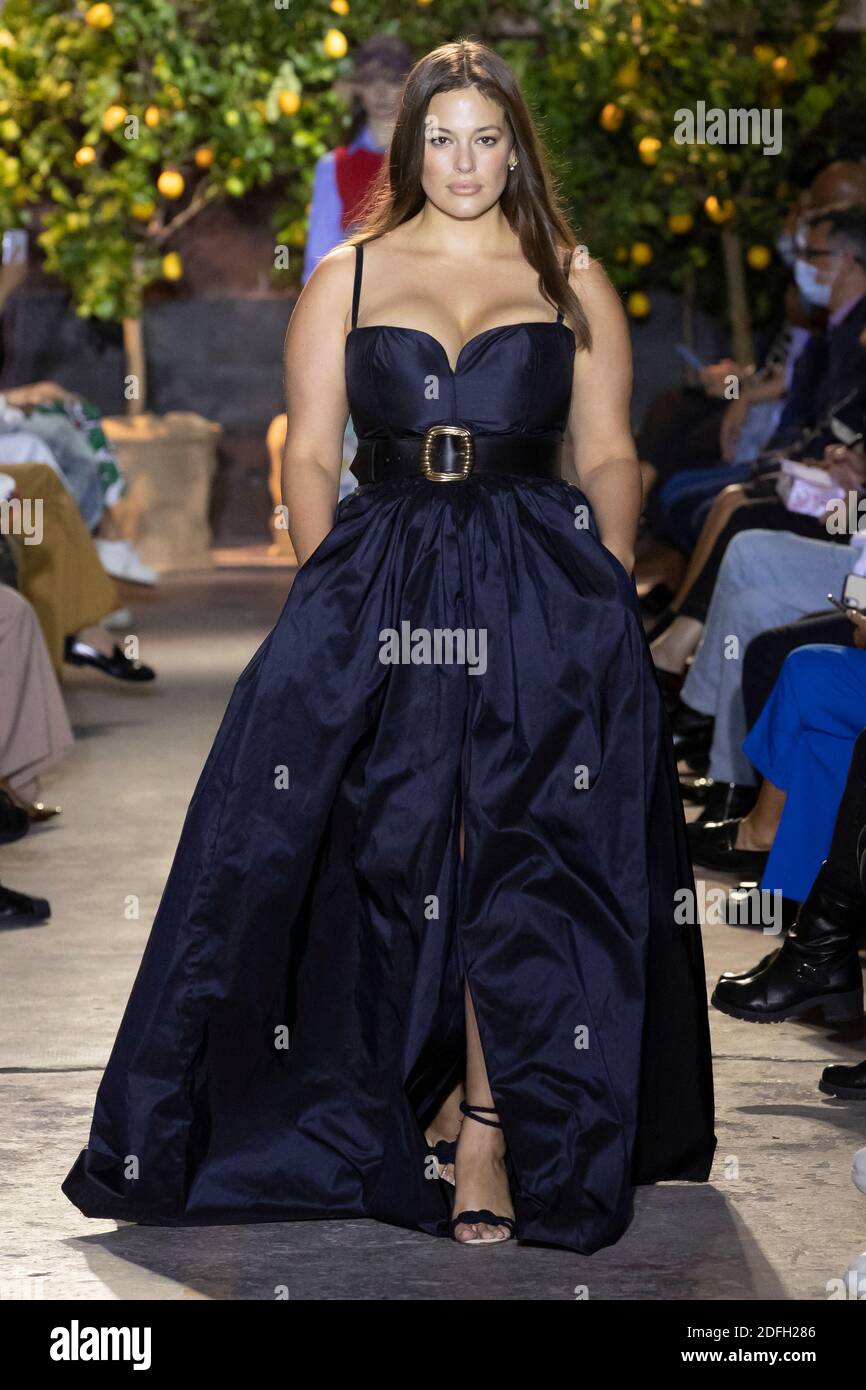 Ashley Graham walks on the runway at the Addition Elle fashion show during  New York Fashion Week at Skylight Clarkson Sq. Gallery 3 on September 11,  2017 in New York City. Photo