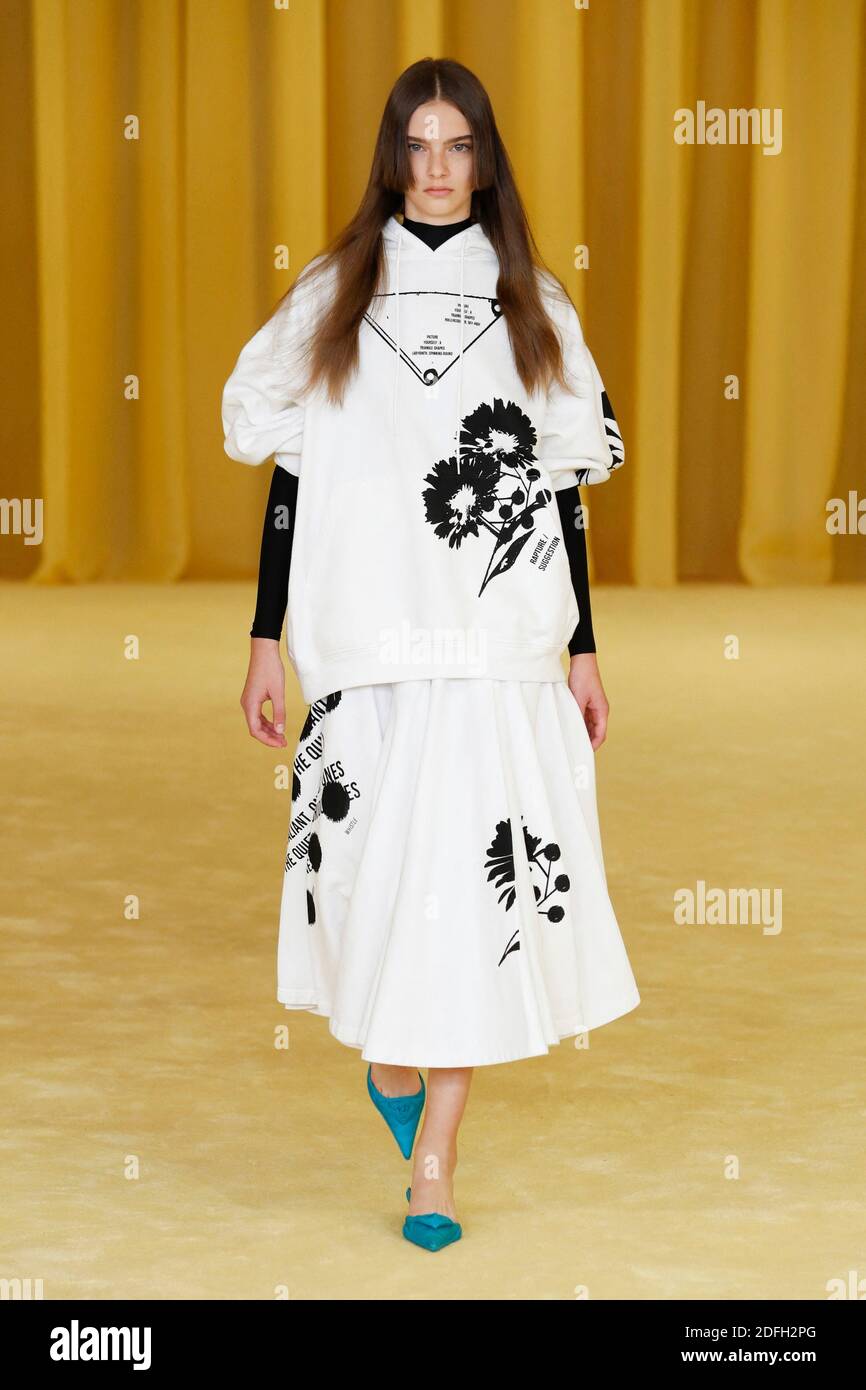 A model walks the runway at the Prada Ready to Wear Spring/Summer 2021  fashion show during the Milan Women's Fashion Week on September 21, 2020 in  Milan, Italy. Photo by Alain Gil-Gonzalez/ABACAPRESS.COM