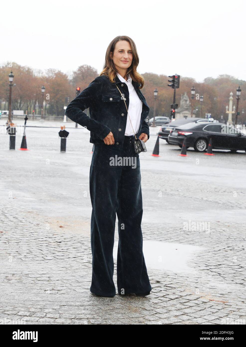 Camille Cottin arrives at the Christian Diors fashion show during Paris
