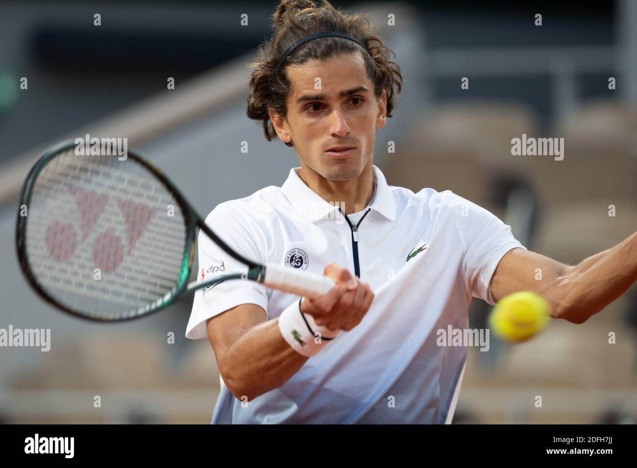 Pierre-Hugues Herbert of France during his match against Alexander Zverev  of Germany in the second round of the French Tennis Open men's singles at  Roland Garros stadium on September 30, 2020 in