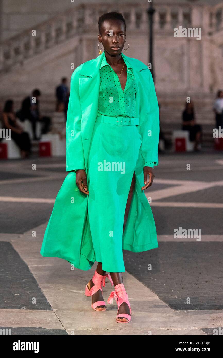 Lavinia Biagiotti poses with the models after the runway of Laura Biagiotti Fashion Show at Piazza del Campidoglio on September 13, 2020 in Rome, Italy. Photo by Alain Gil-Gonzalez/ABACAPRESS.COM Stock Photo
