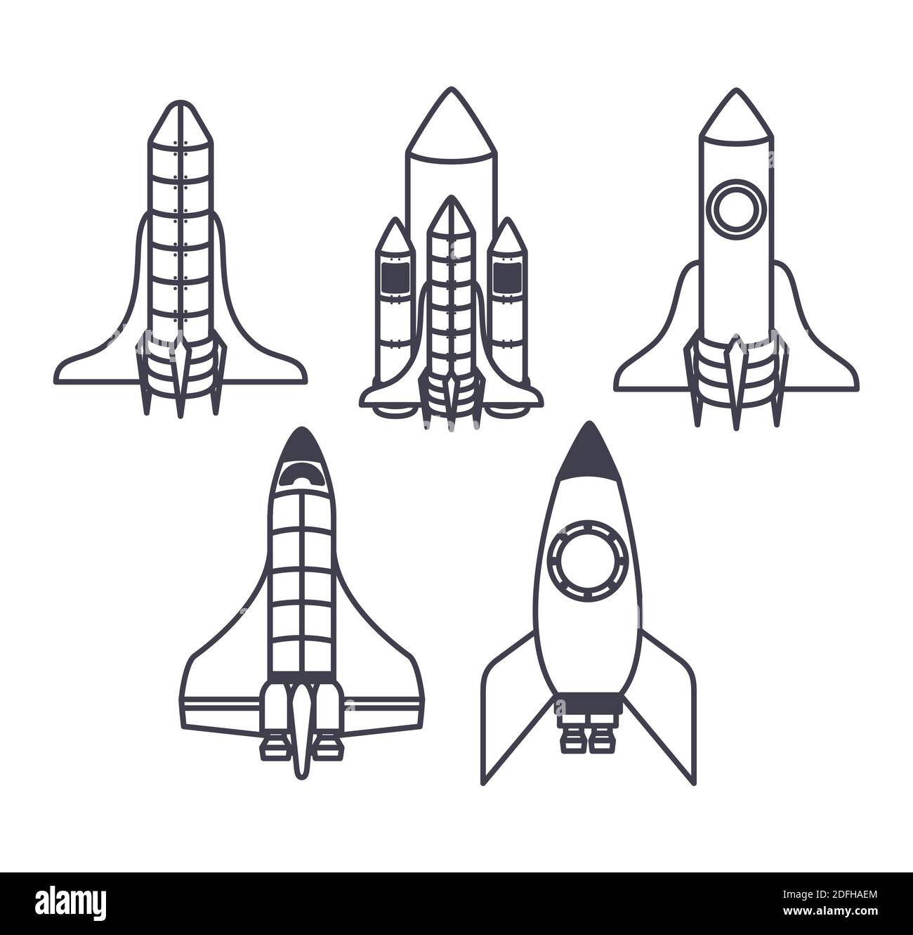 set of five spaceships icons Stock Vector Image & Art - Alamy