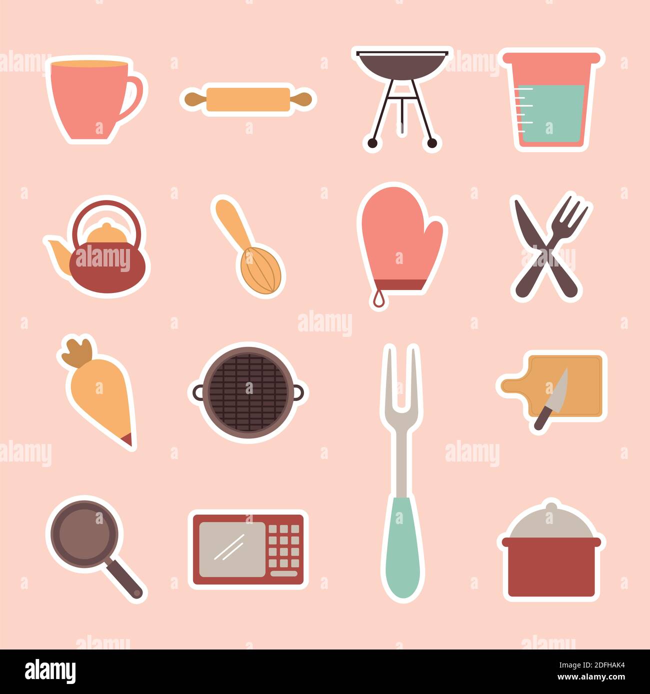 bundle of cooking icons on a pink background Stock Vector Image & Art ...