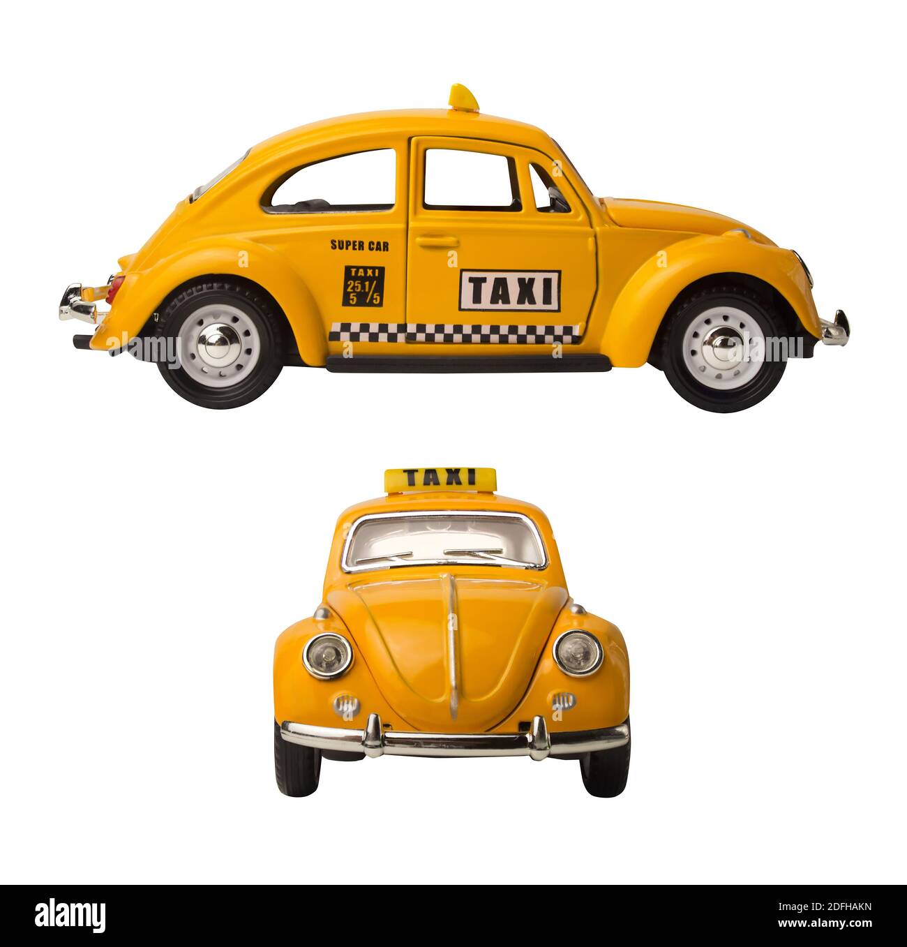 Isolated taxi car front & side view. Stock Photo