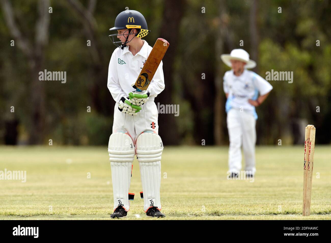 The Benalla Bushrangers under 12s take on the Wangaratta Colts in Benalla. Australia Stock Photo