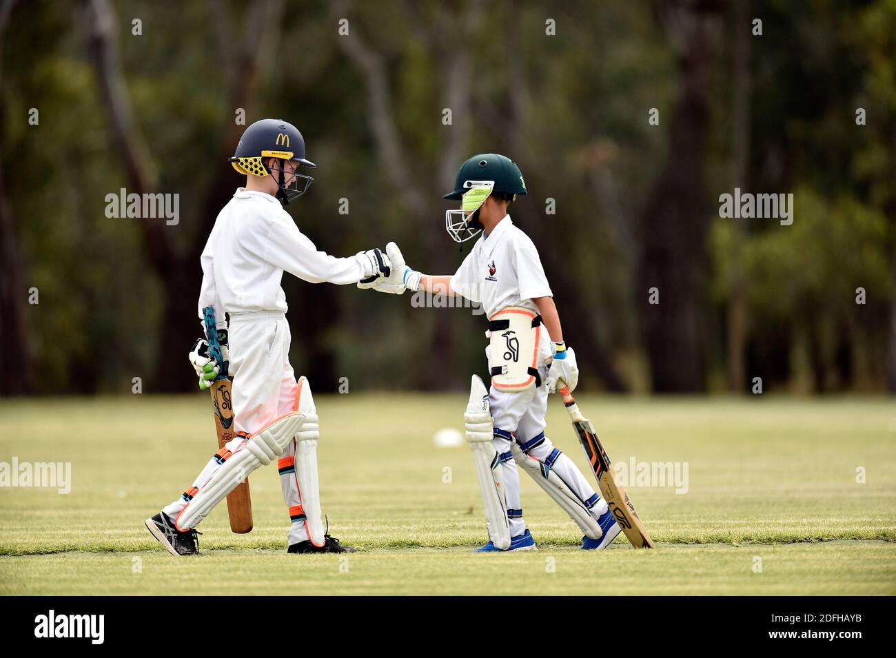 The Benalla Bushrangers under 12s take on the Wangaratta Colts in Benalla. Australia Stock Photo