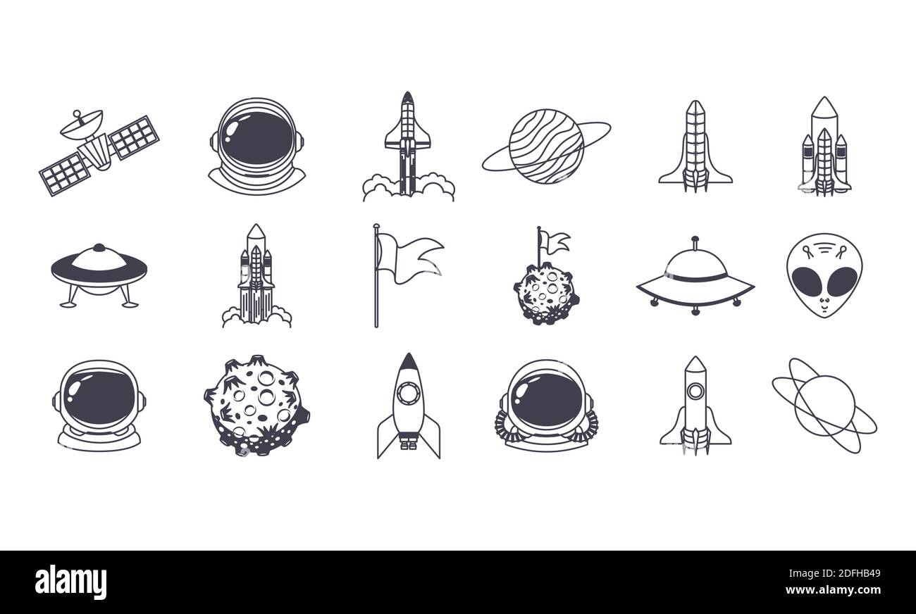 set of space icons over a white background Stock Vector Image & Art - Alamy