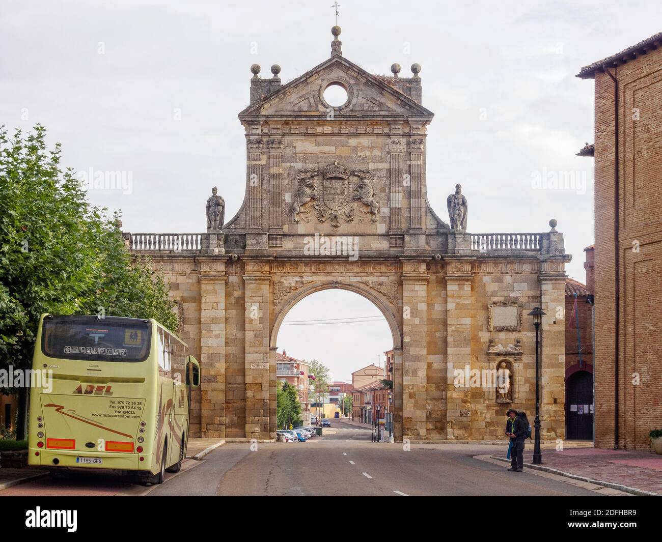 San Benito arch at the halfway point of the Camino - Sahagun, Castile and Leon, Spain Stock Photo