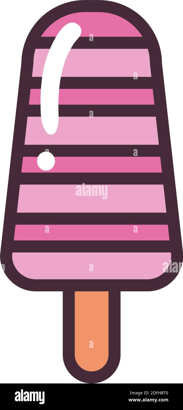 ice cream with lines line and fill style icon design, Sweet and dessert ...