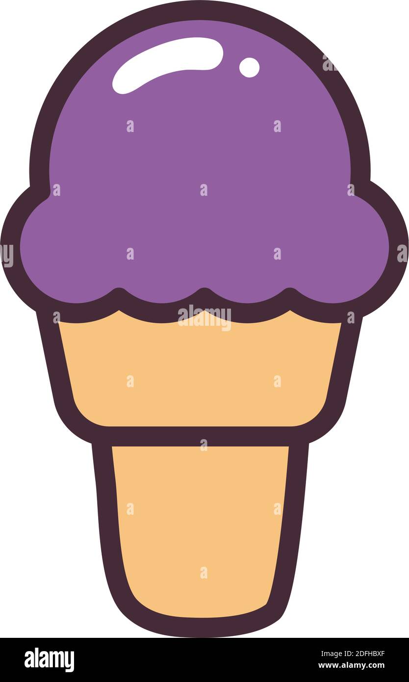 ice cream cone line and fill style icon design, Sweet and dessert theme ...