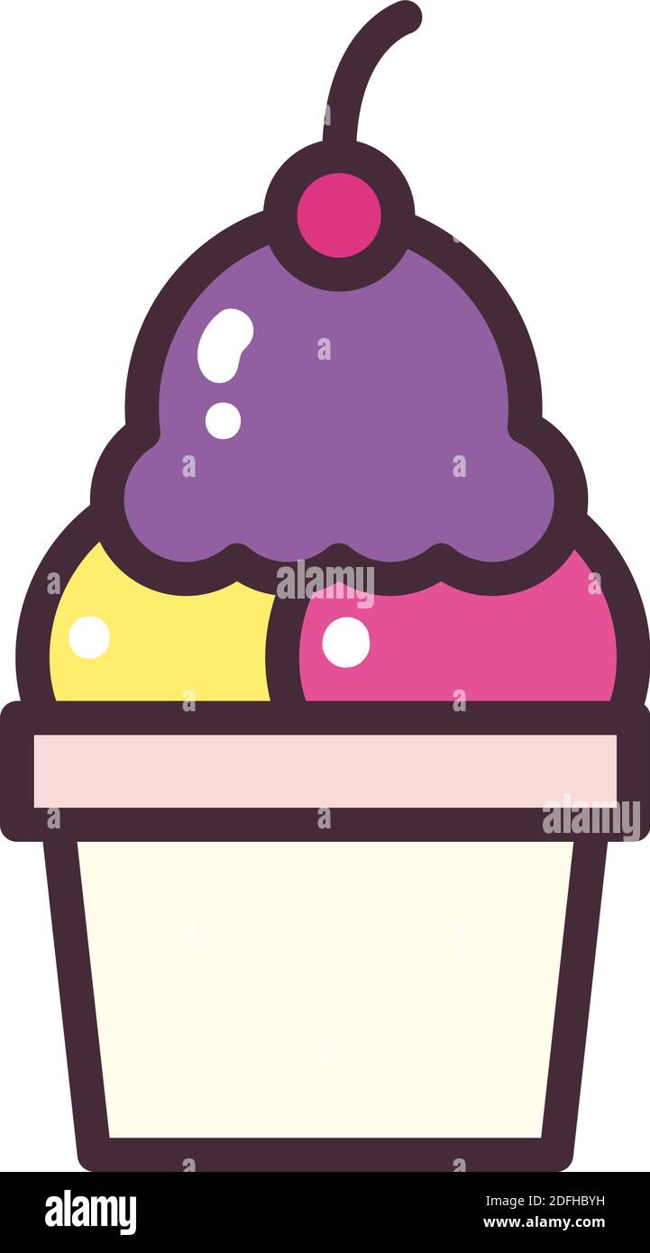 ice cream in glass line and fill style icon design, Sweet and dessert ...
