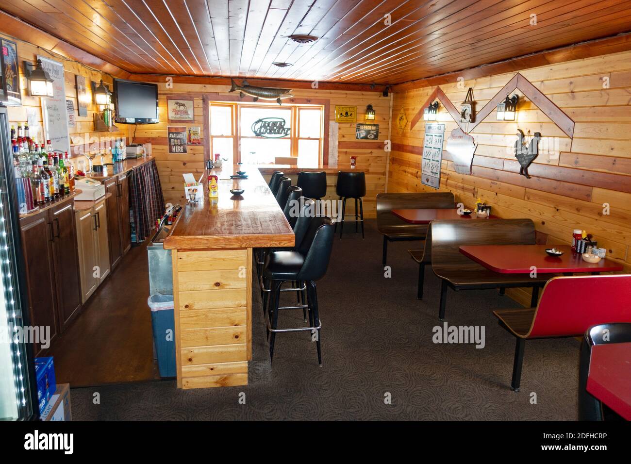 View bar area tables wood panels lounge pub hires stock photography