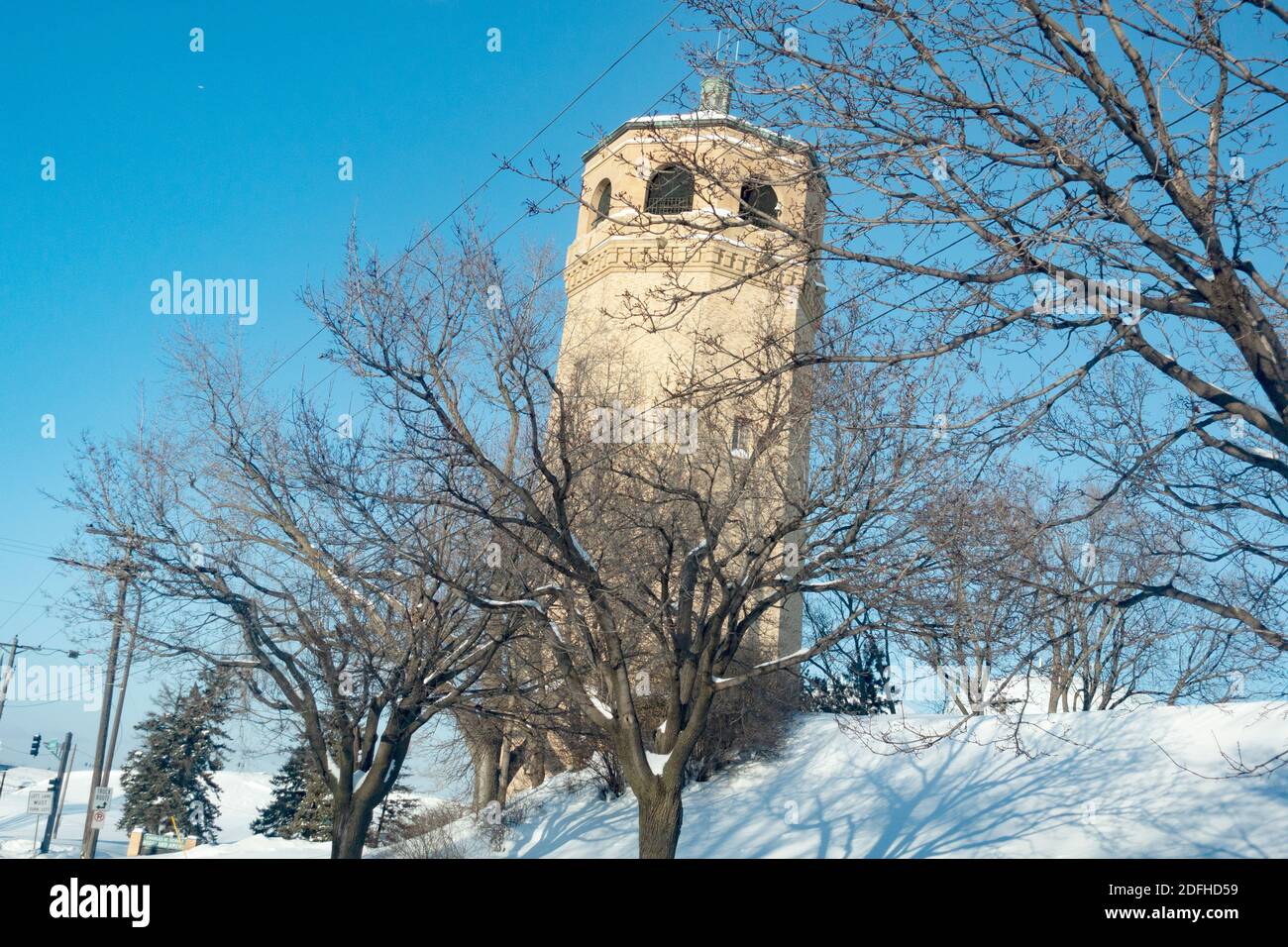 Water tower located in the Highland Park area. St Paul Minnesota MN USA Stock Photo