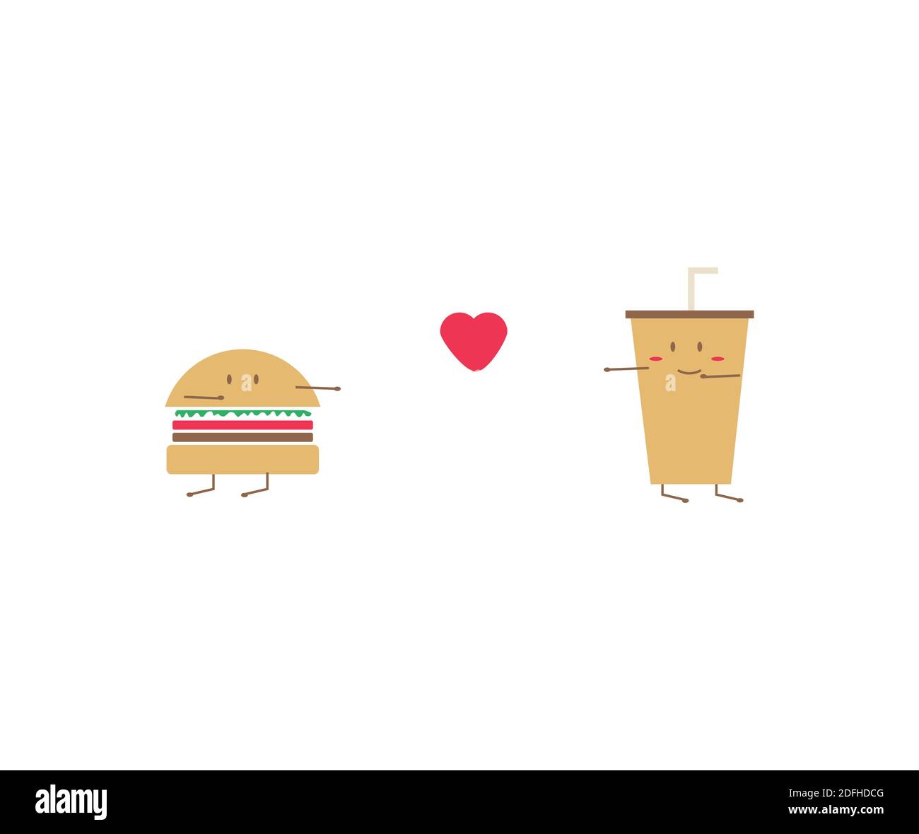 Cartoon burger & botle Stock Vector