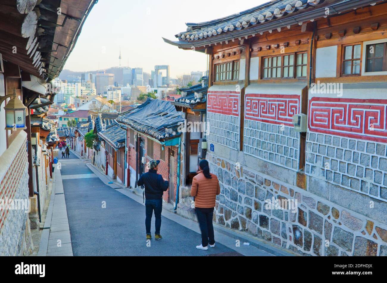 Bukchon Hanok village Korean traditional town in Seoul, South Korea ...