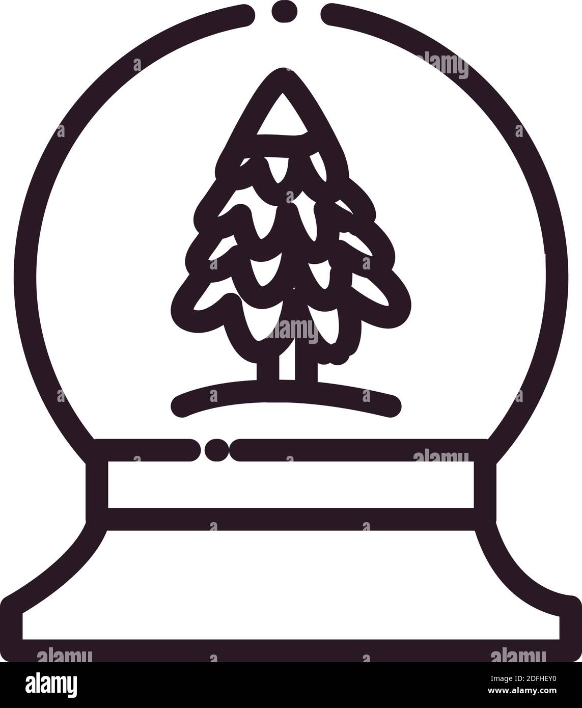 merry christmas pine tree in sphere line style icon design, winter ...
