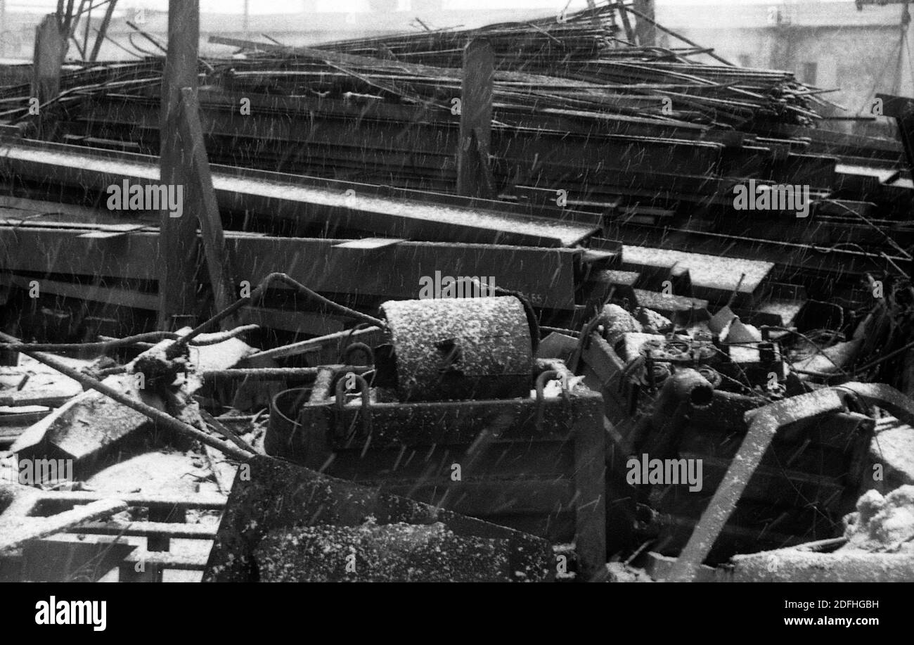 Black and white photo of scrap metal, USSR Stock Photo Alamy