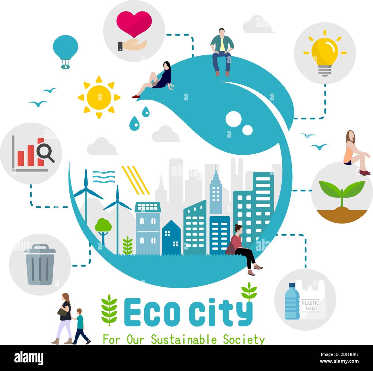 Ecology life, eco city vector illustration ( ecology concept , nature ...