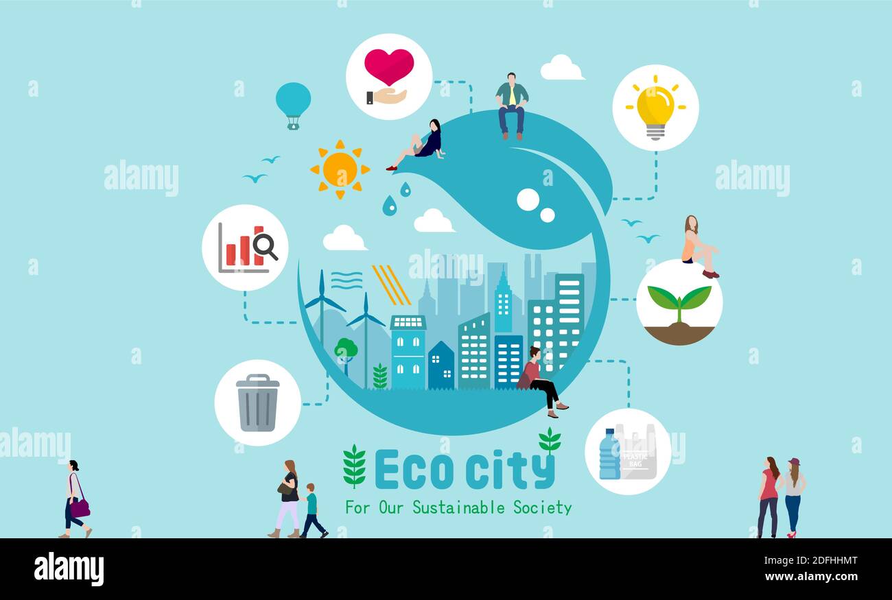Ecology life, eco city vector banner illustration ( ecology concept ...